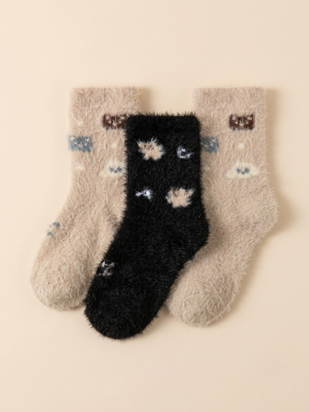 Cdeck Kids Premium Hair Wool Winter Socks | Soft, Warm & Cozy Socks  | 2–12 Years | Black & Cream | Multicolor Pack