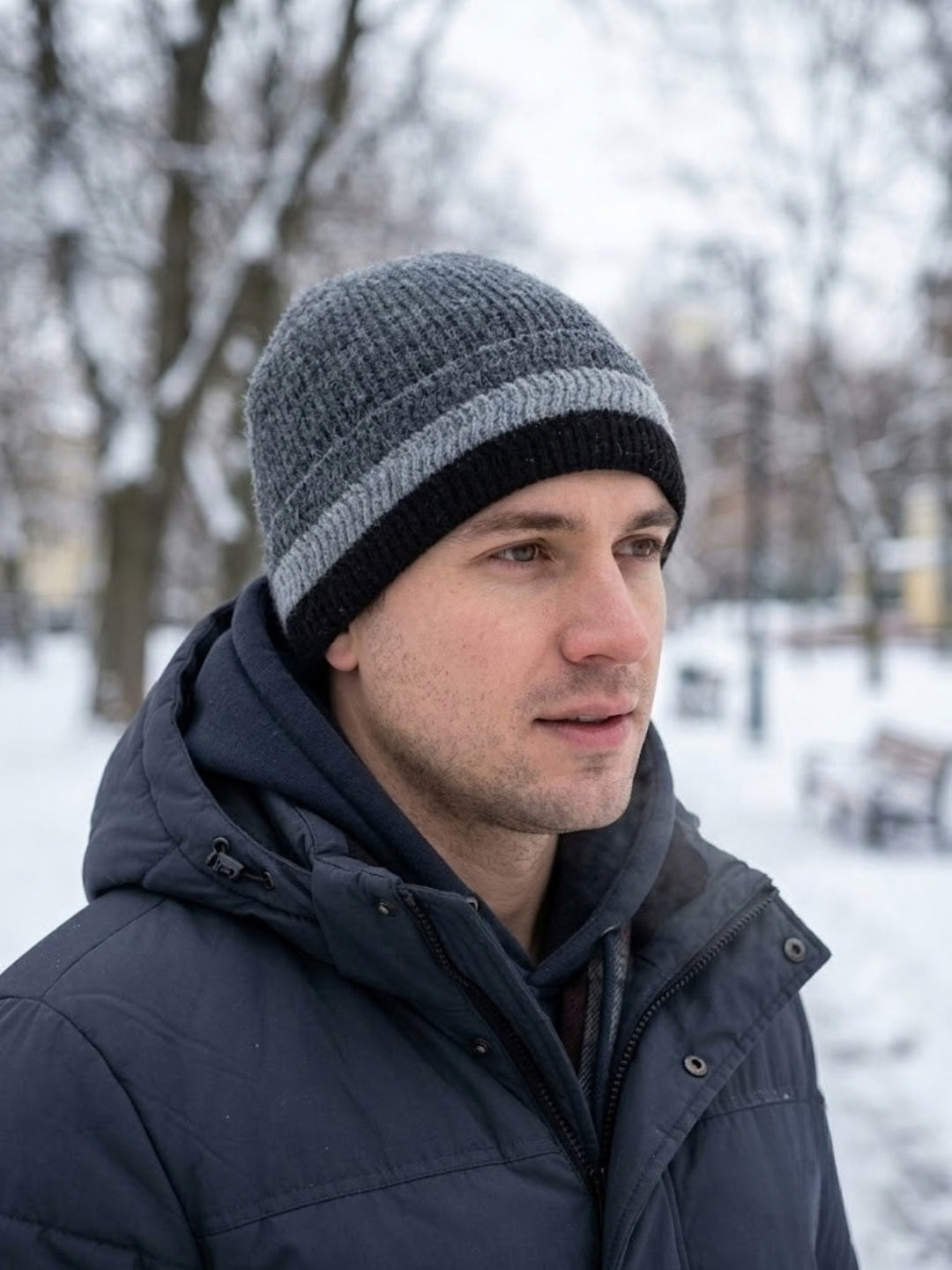 Cdeck Men’s Woolen Winter Cap | Soft, Warm & Comfortable Cap for Everyday Wear | Free Size | Grey