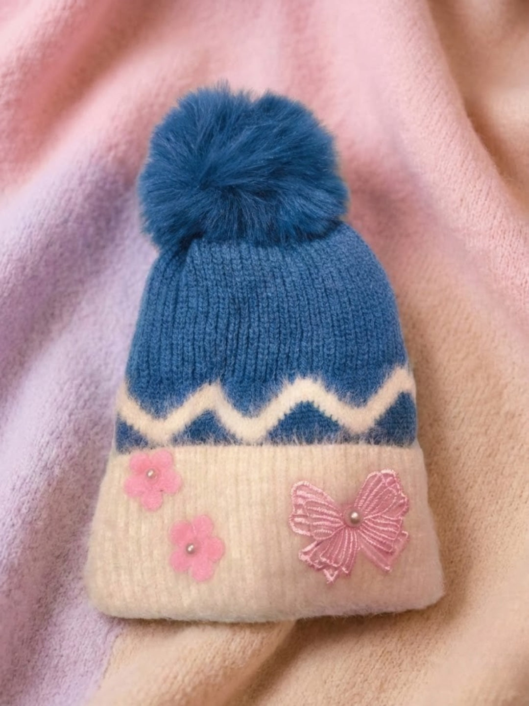 Cdeck Kids Woolen Winter Cap for Baby Girls | Soft, Warm & Comfortable | 1–2 Years
