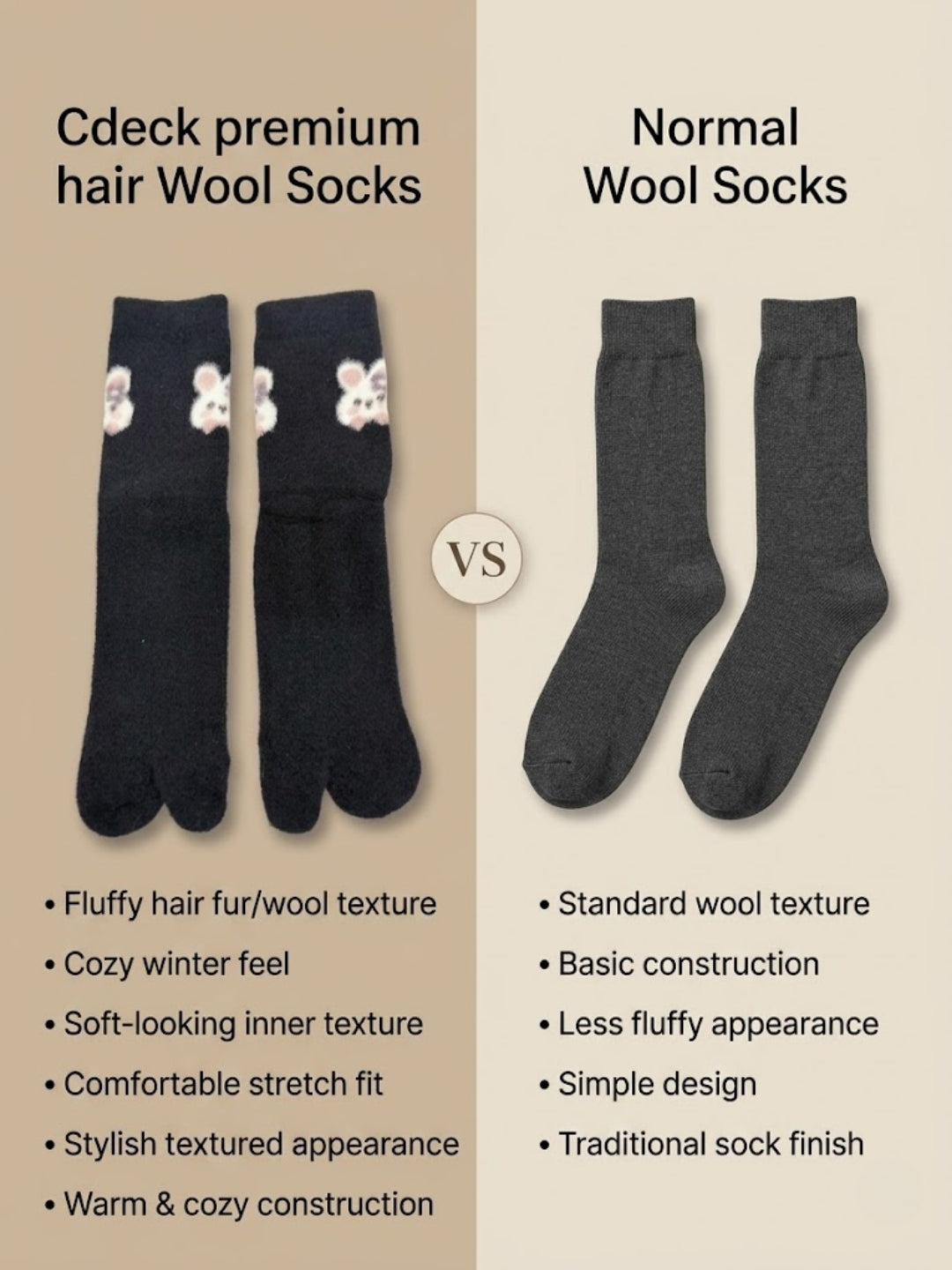 Cdeck Women’s Premium Soft Fuzzy Cute Animal Split-Toe Warm Winter Socks – Cozy Plush Free Size | Black