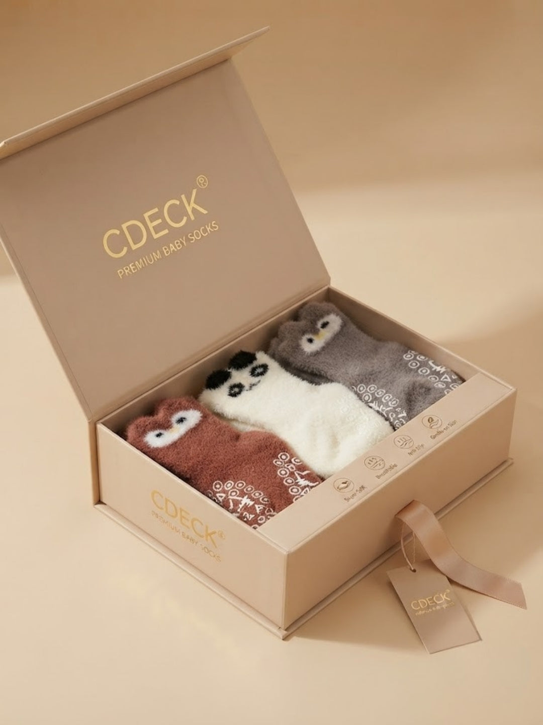 Cdeck Kids Winter Woolen Socks | Soft Fuzzy Rabbit Hair Wool Socks with Anti-Skid Sole | 0–4 Years | Pack of 3 | Multicolor
