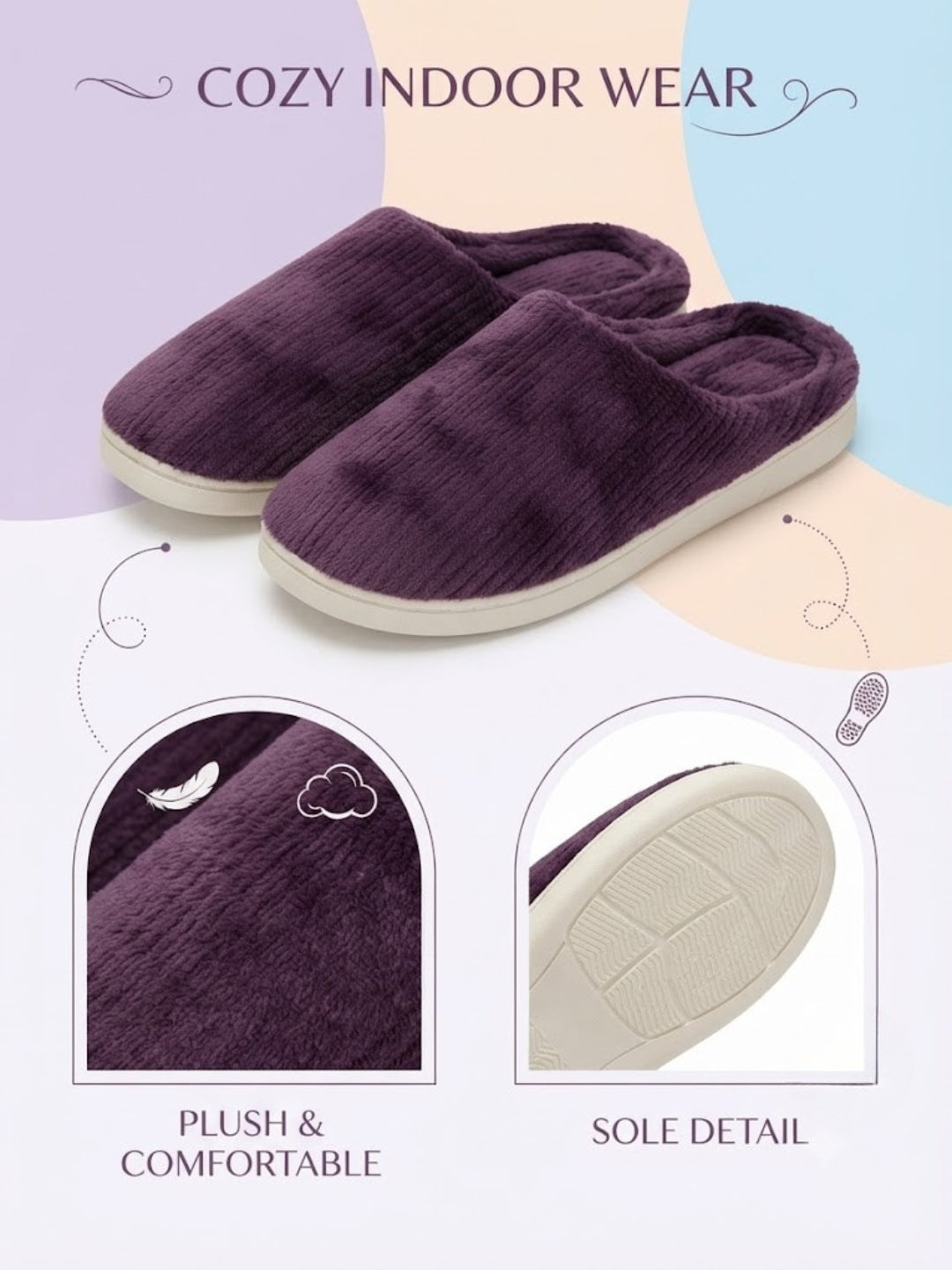 Cdeck Women’s Fuzzy Winter Slippers | Soft Plush  Slippers for Comfort & Warmth | Free Size | Purple