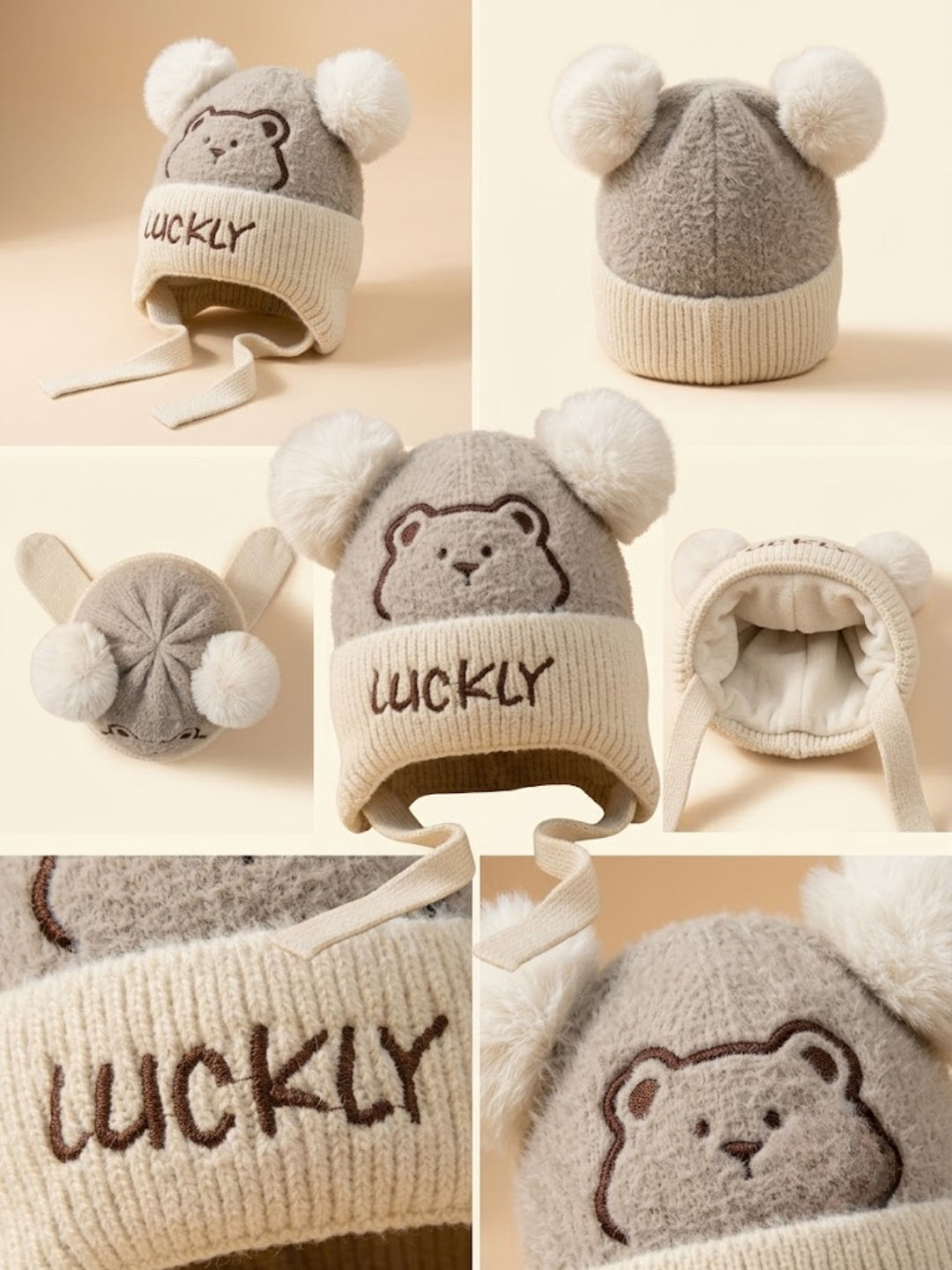 Cdeck Kids Woolen Winter Cap for Boys & Girls | Warm & Comfortable Winter Wear | 2–4 Years|Beige