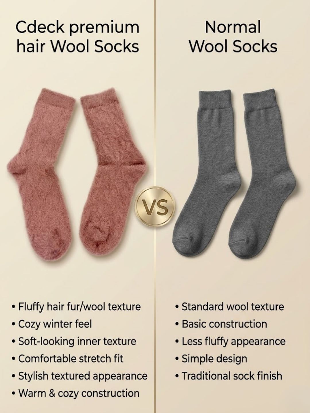 Cdeck Women’s Soft & Warm Woolen Fuzzy Socks | Cozy Thick Winter Socks for Women | Pink