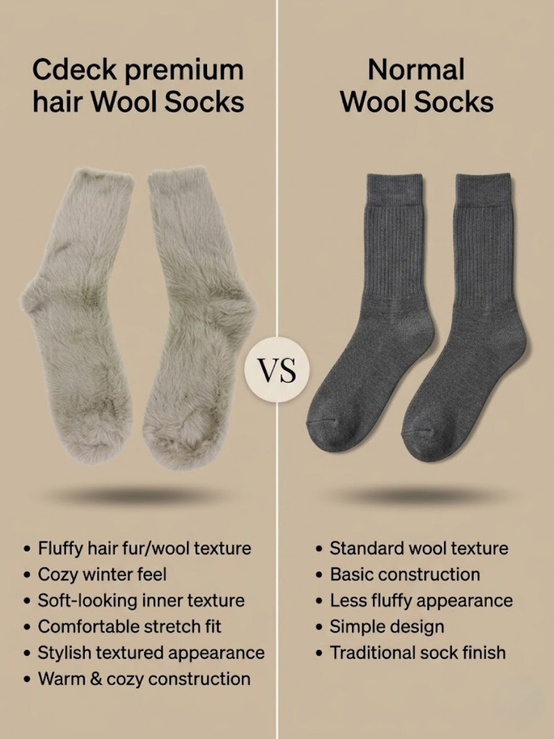 Cdeck Women’s Soft & Warm Fuzzy Socks | Cozy Thick Plush Winter Socks for Women | Beige