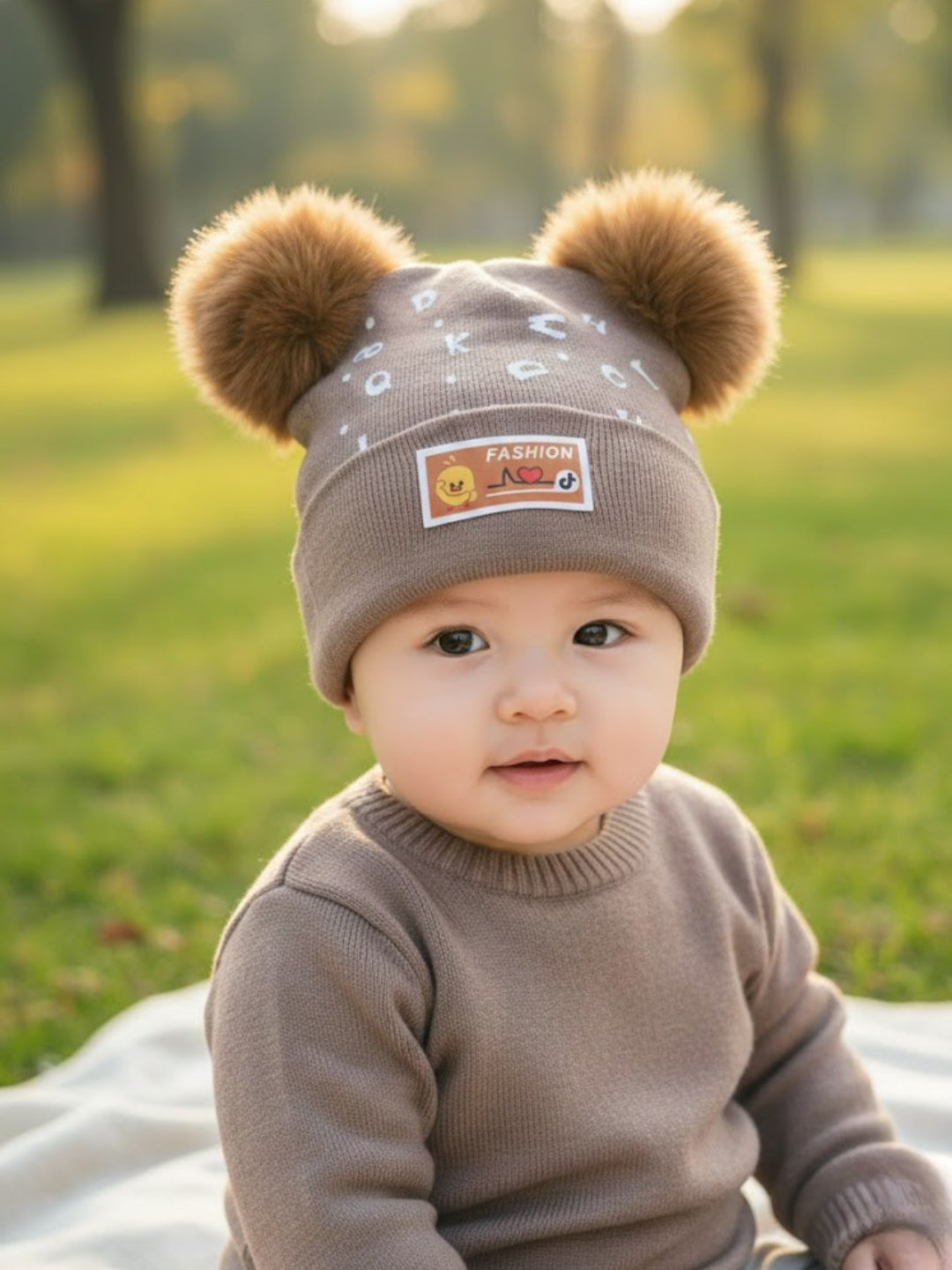 Cdeck Unisex Cable Knit Woolen Winter Beanie Cap with Pom Pom | Soft, Warm & Comfortable | 1–3 Years