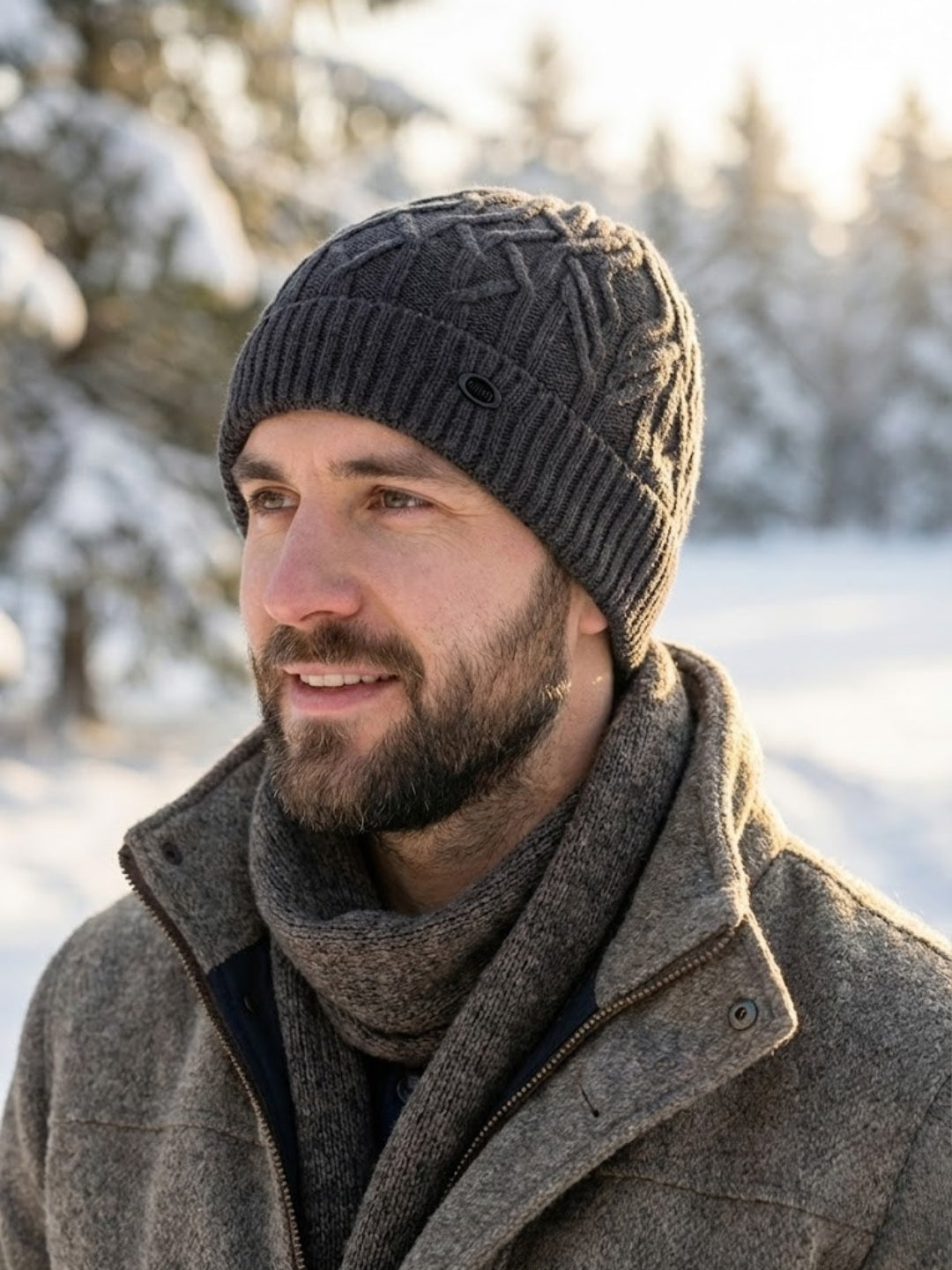 Cdeck Men's Dark Brown Woolen Winter Cap | Soft, Warm & Comfortable Winter Wear