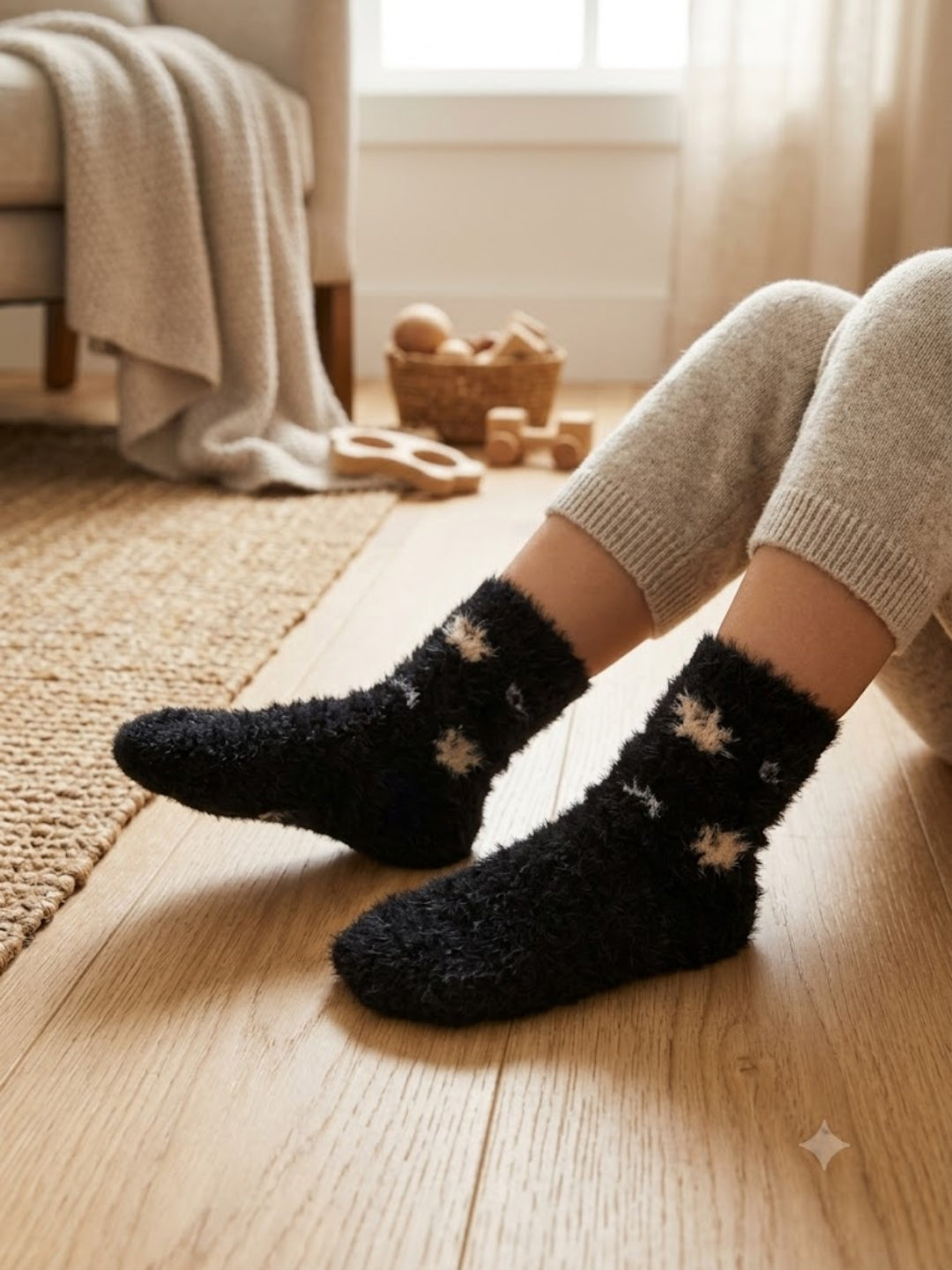 Cdeck Kids Premium Hair Wool Winter Socks | Soft, Warm & Cozy Socks  | 2–12 Years | Black & Cream | Multicolor Pack