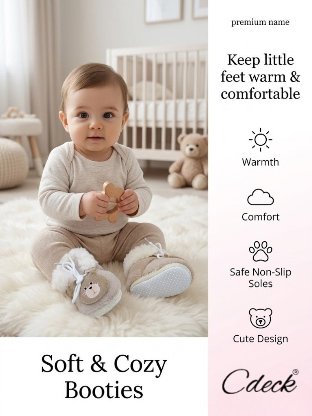 Cdeck Winter Booties for Kids | Warm, Soft & Comfortable | 3–18 Months