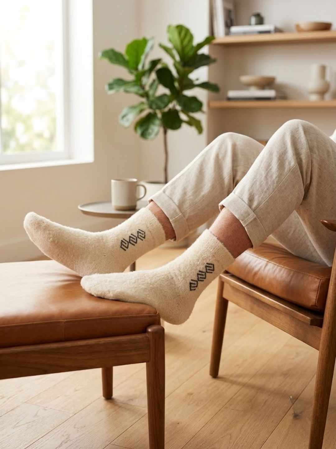 Cdeck Men’s Hair Wool Winter Socks | Soft, Warm & Comfortable | Cream | Free Size