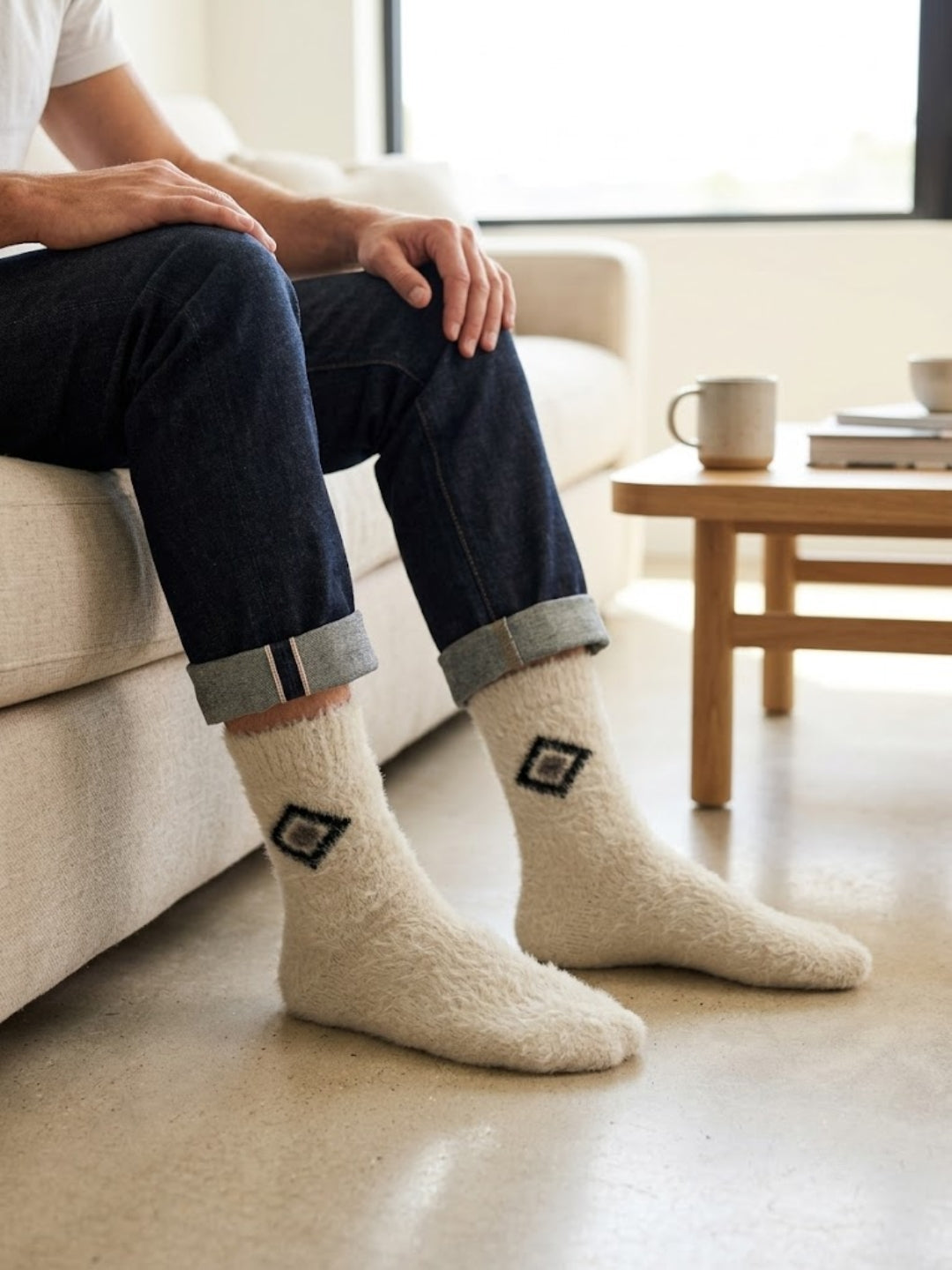 Cdeck Men’s Premium Hair Wool Winter Socks  | Soft, Fuzzy, Warm & Comfortable Free Size | White