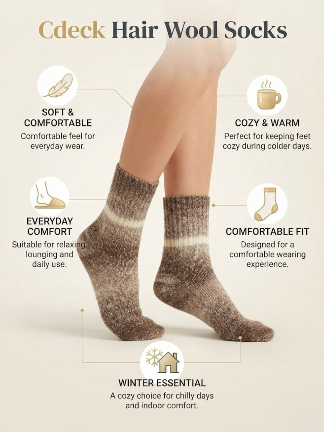 Cdeck Women’s Premium Rabbit Hair Wool Ankle Socks – Soft Warm Cozy Comfortable Winter Socks