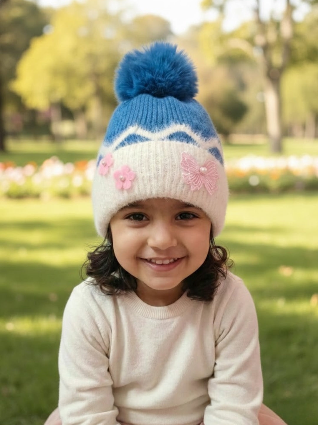 Cdeck Kids Woolen Winter Cap for Baby Girls | Soft, Warm & Comfortable | 1–2 Years