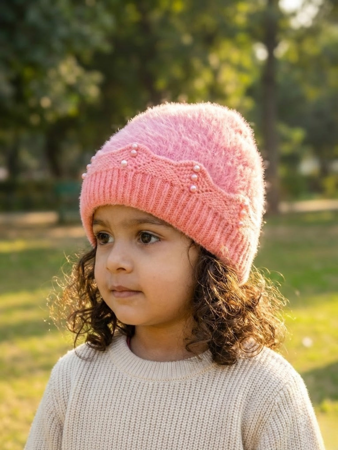 Cdeck Kids Woolen Winter Cap for Baby Girls | Soft, Warm & Comfortable | 1–2 Years