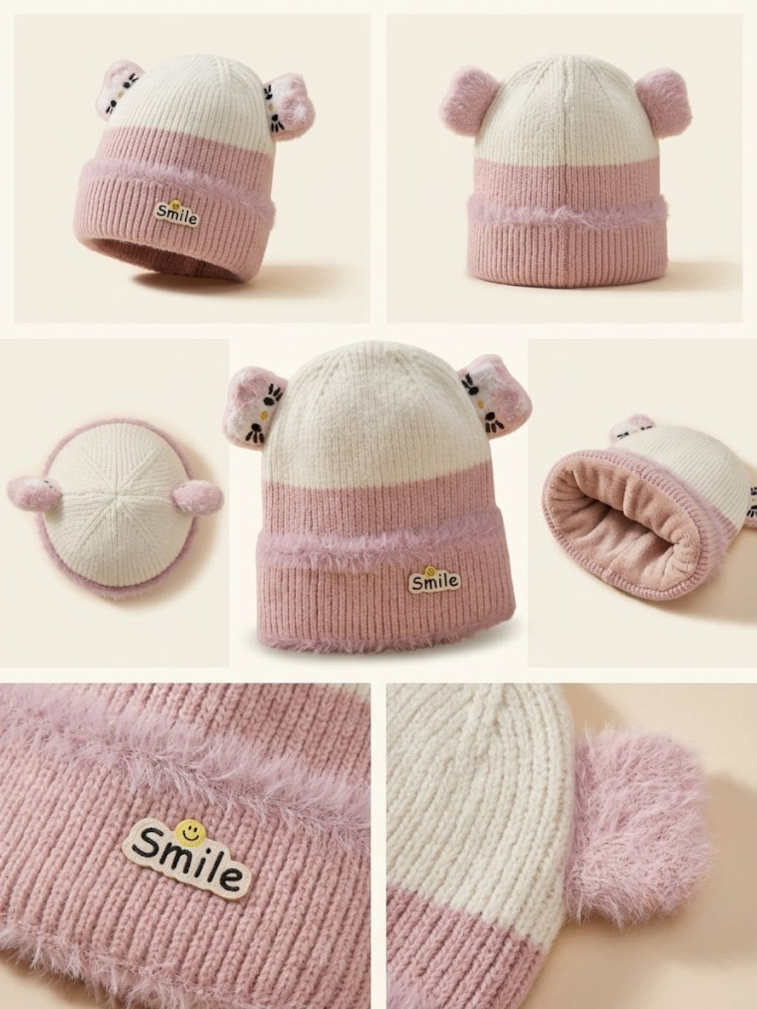 Cdeck Kids Woolen Winter Cap for Boys & Girls | Warm & Comfortable Winter Wear | 2–4 Years | Pink