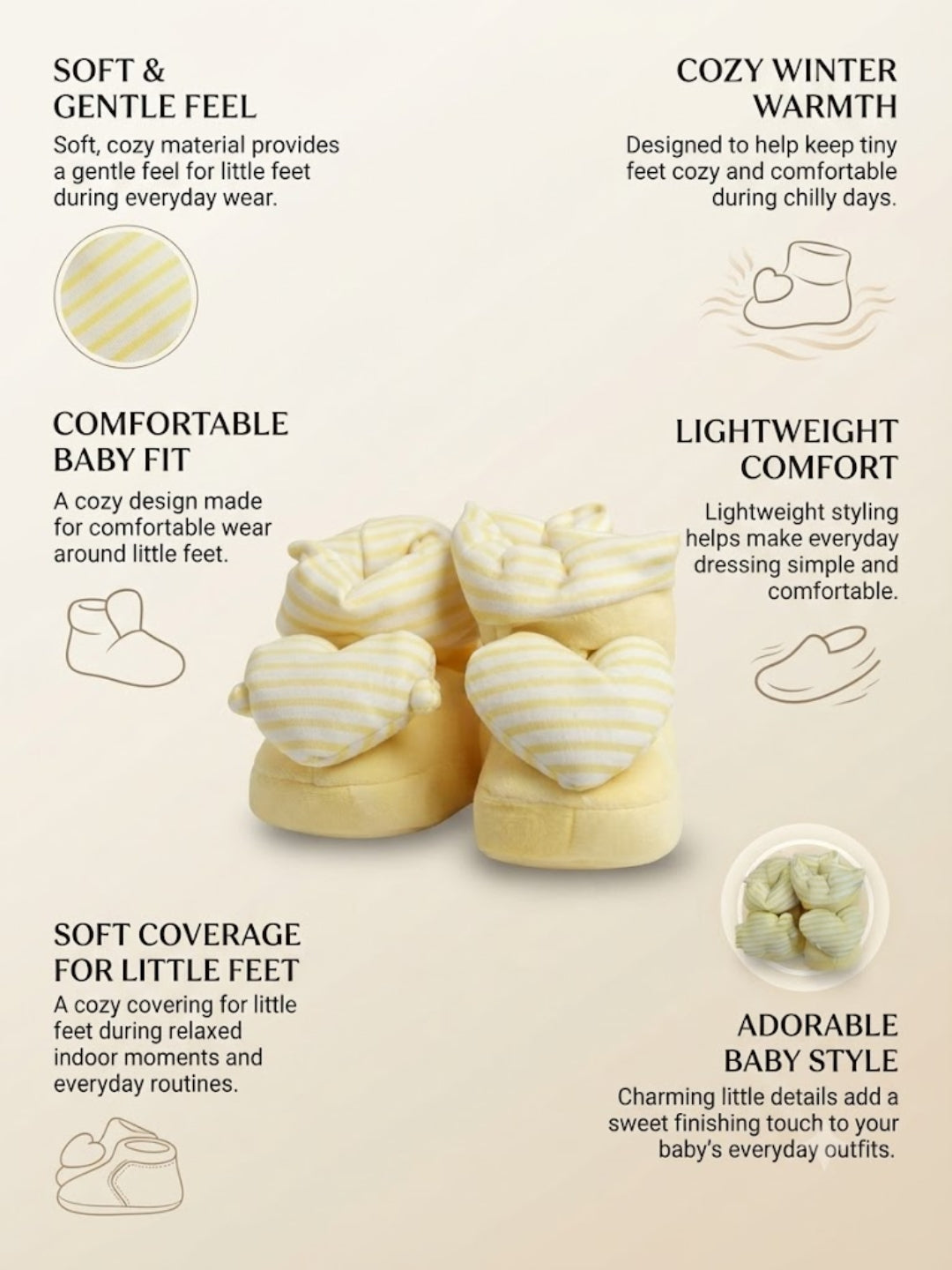 Cdeck Baby Woolen Booties for Infants | Soft, Warm & Comfortable Winter Footwear | 3–9 Months |  Yellow