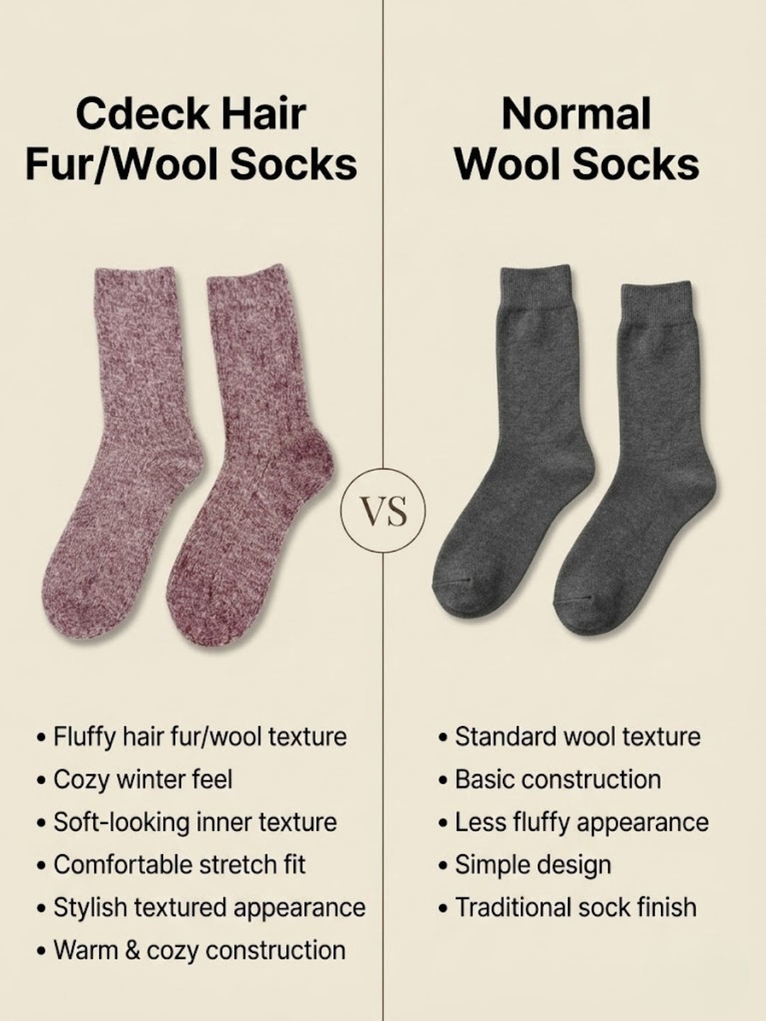 Cdeck Women’s Premium Fuzzy Socks – Soft Warm Winter Socks | Ribbed Design | Free Size | Purple