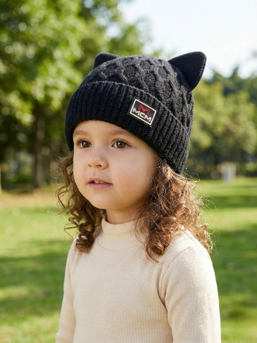 Cdeck Kids Woolen Winter Cap with Cute Cat Ear Design | Soft, Warm & Comfortable | 2–4 Years