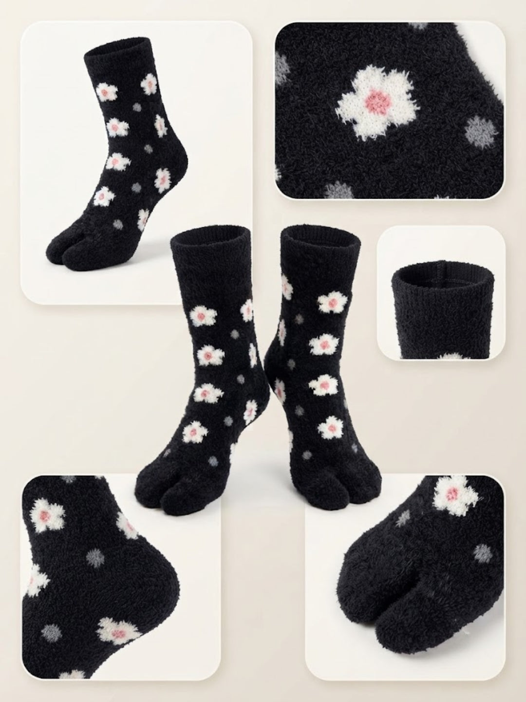 Cdeck Premium Rabbit Wool Socks for Women | Purple & Black Floral Combo |  Free Size