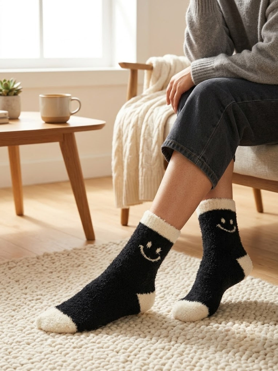 Cdeck Women’s Wool Socks | Soft & Warm Woolen Winter Socks | Free Size | Black