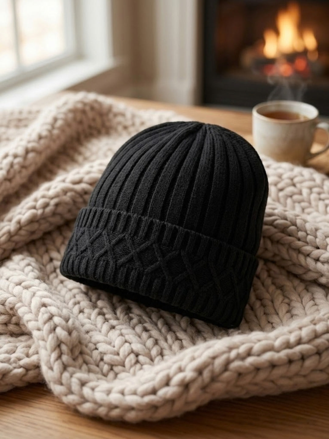 Cdeck Men’s Woolen Winter Cap | Soft, Warm & Comfortable Cap for Everyday Wear | Free Size | Black