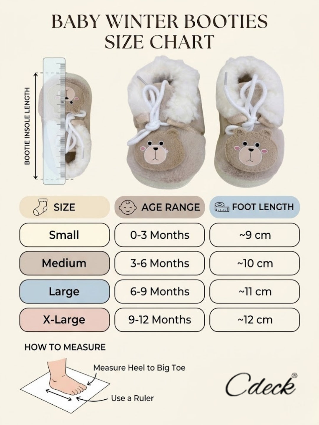 Cdeck Winter Booties for Kids | Warm, Soft & Comfortable | 3–18 Months