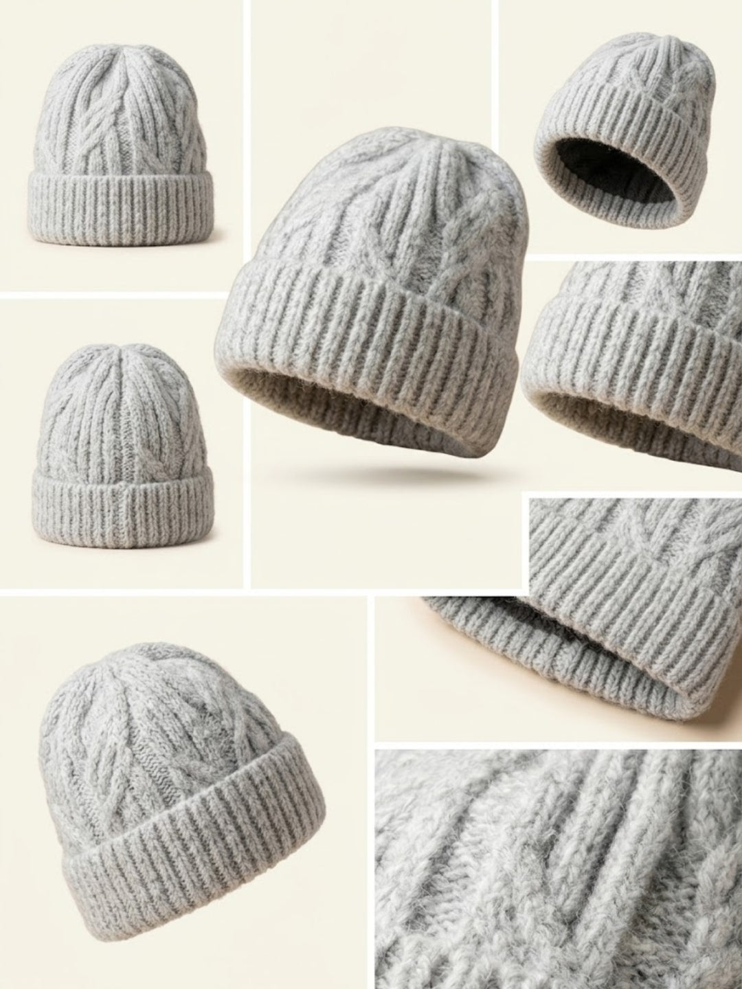 Cdeck Women Woolen Cap | Soft Knitted Winter Beanie for Women | Warm & Stylish Winter Wear | Free Size| Grey