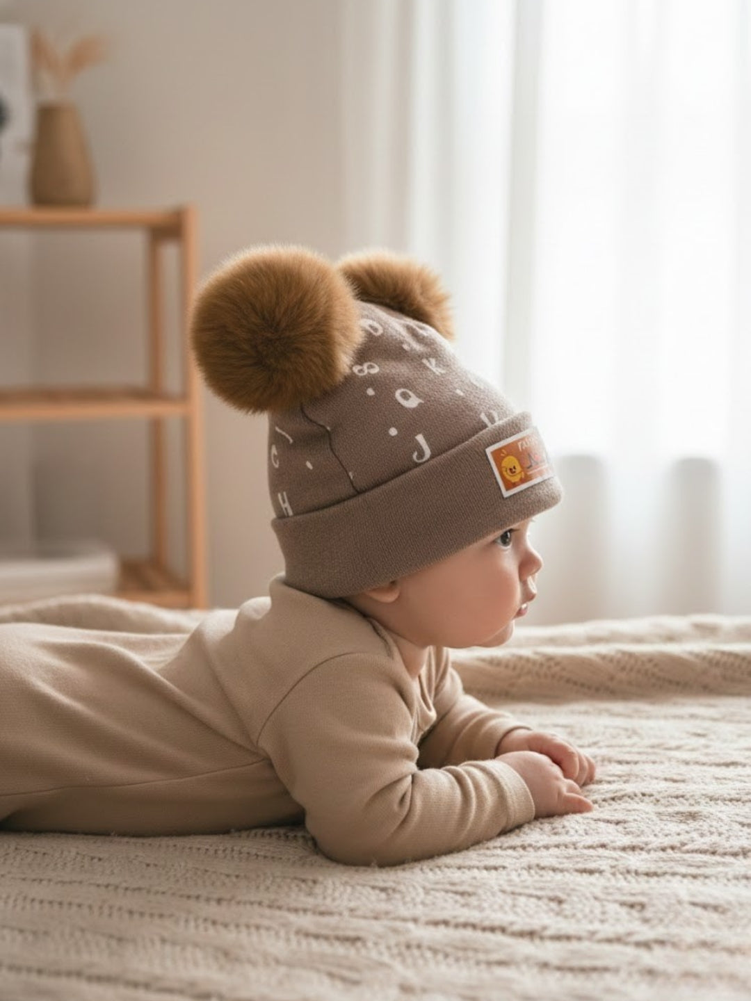 Cdeck Unisex Cable Knit Woolen Winter Beanie Cap with Pom Pom | Soft, Warm & Comfortable | 1–3 Years