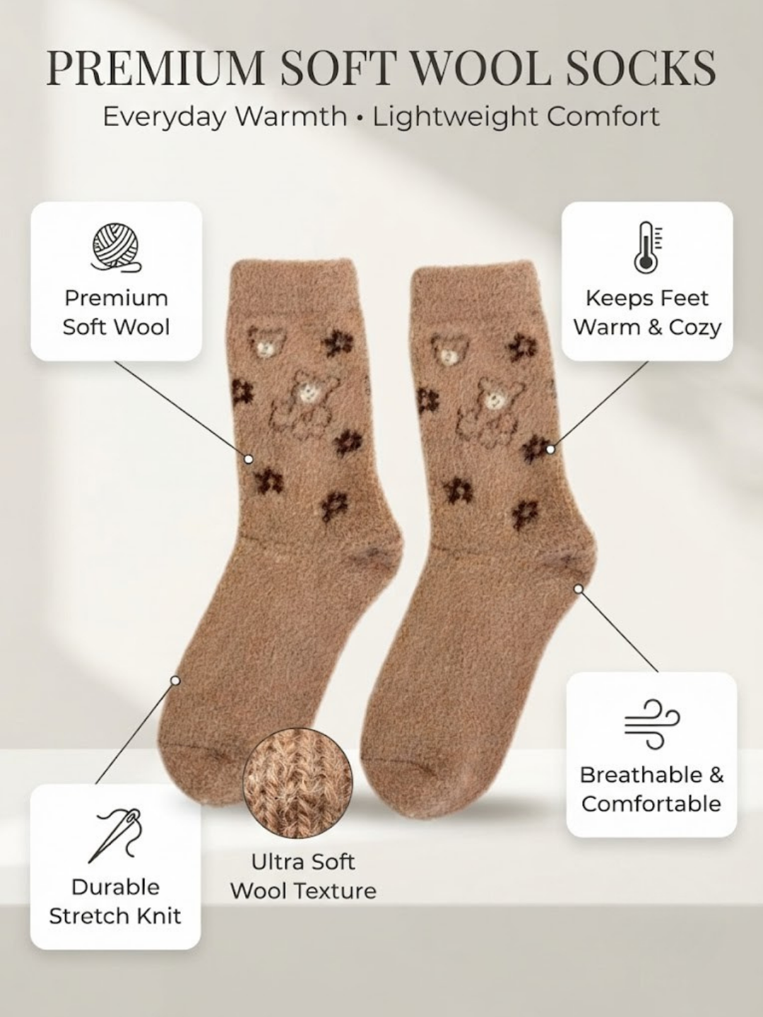 Cdeck Women’s Soft Wool Socks | Warm, Cozy & Cute Printed Winter Socks