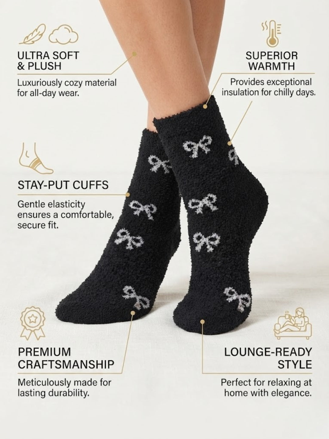 Cdeck Premium Rabbit Hair Wool Socks for Women – Ultra Soft Warm Mid-Calf Cozy Winter Socks