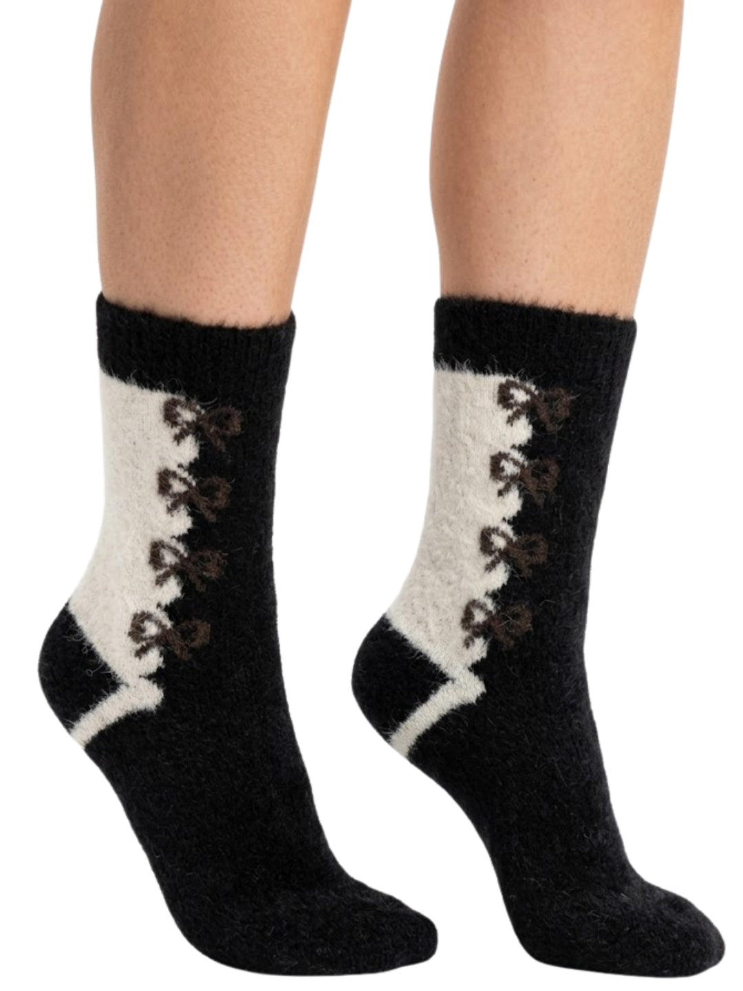 Cdeck Women Premium hair Wool Socks |  Warm & Comfortable | Free Size  |  Black & Cream