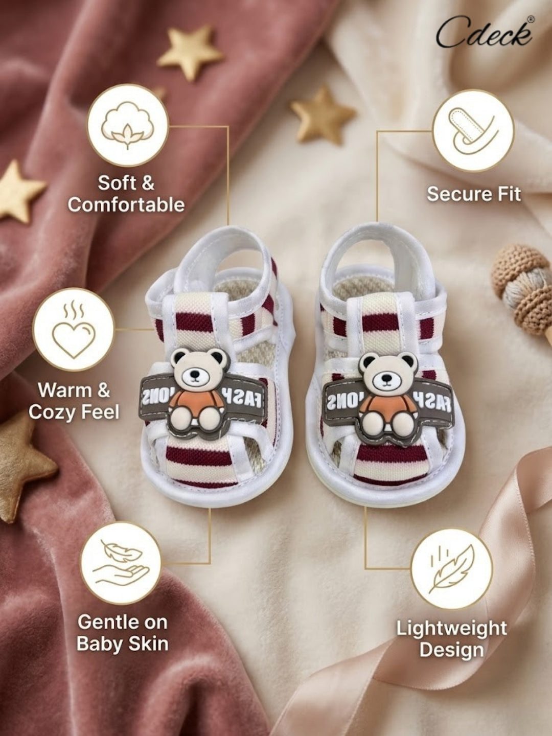 Cdeck Baby Sandals for Girls & Boys | Soft, Lightweight & Comfortable | 3 -1 8 months