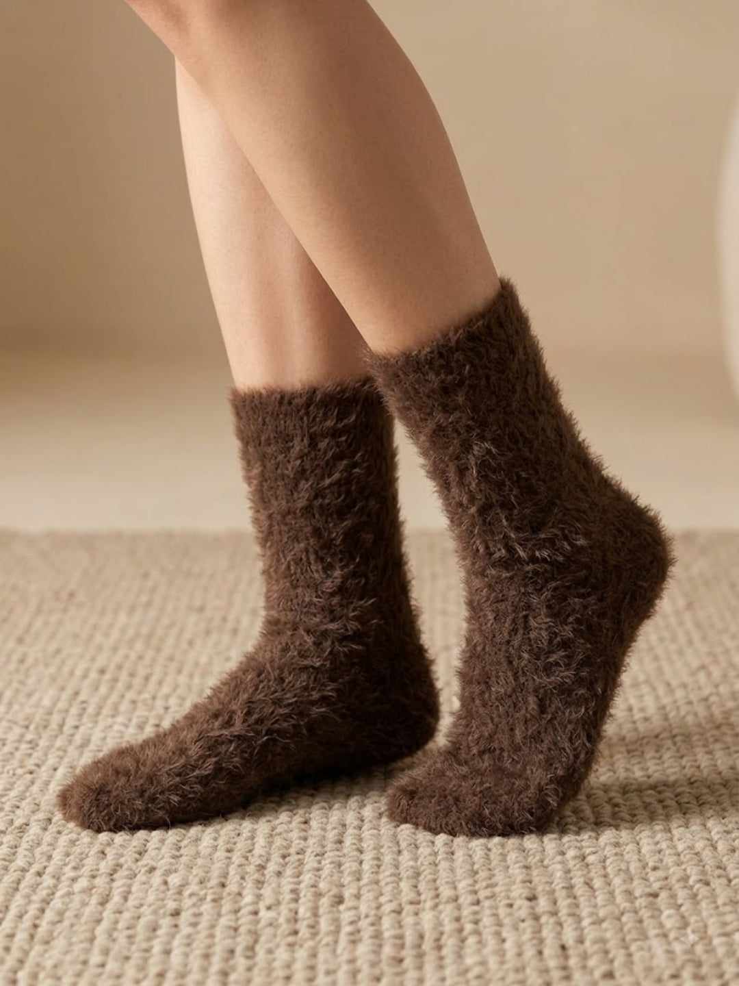 Cdeck Women’s Soft & Warm Woolen Fuzzy Socks | Cozy Thick Winter Socks for Women | Brown