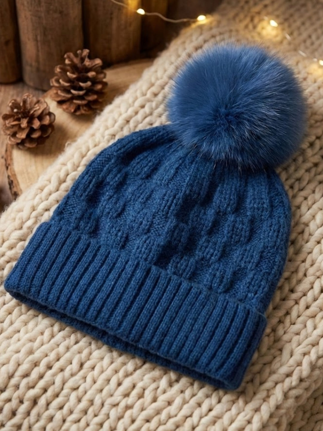 Cdeck Unisex Cable Knit Woolen Winter Beanie Cap with Pom Pom | Soft & Warm | 2–4 Years