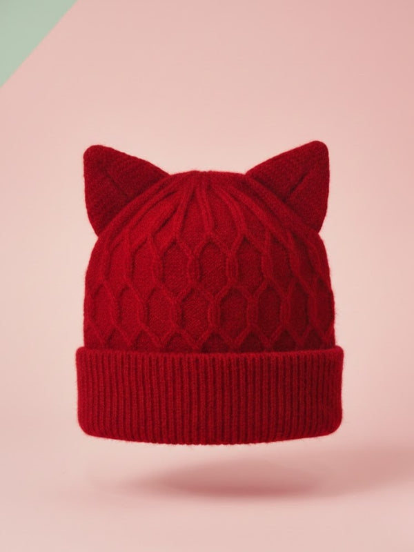 Cdeck Kids Woolen Winter Cap with Cute Cat Ear Design | Soft, Warm & Cozy Winter Wear | 2–4 Years