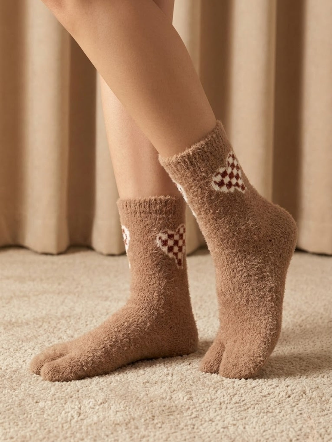 Cdeck Women’s Premium Fuzzy Socks – Cute Bunny Design | Warm Winter Socks | Free Size | Brown