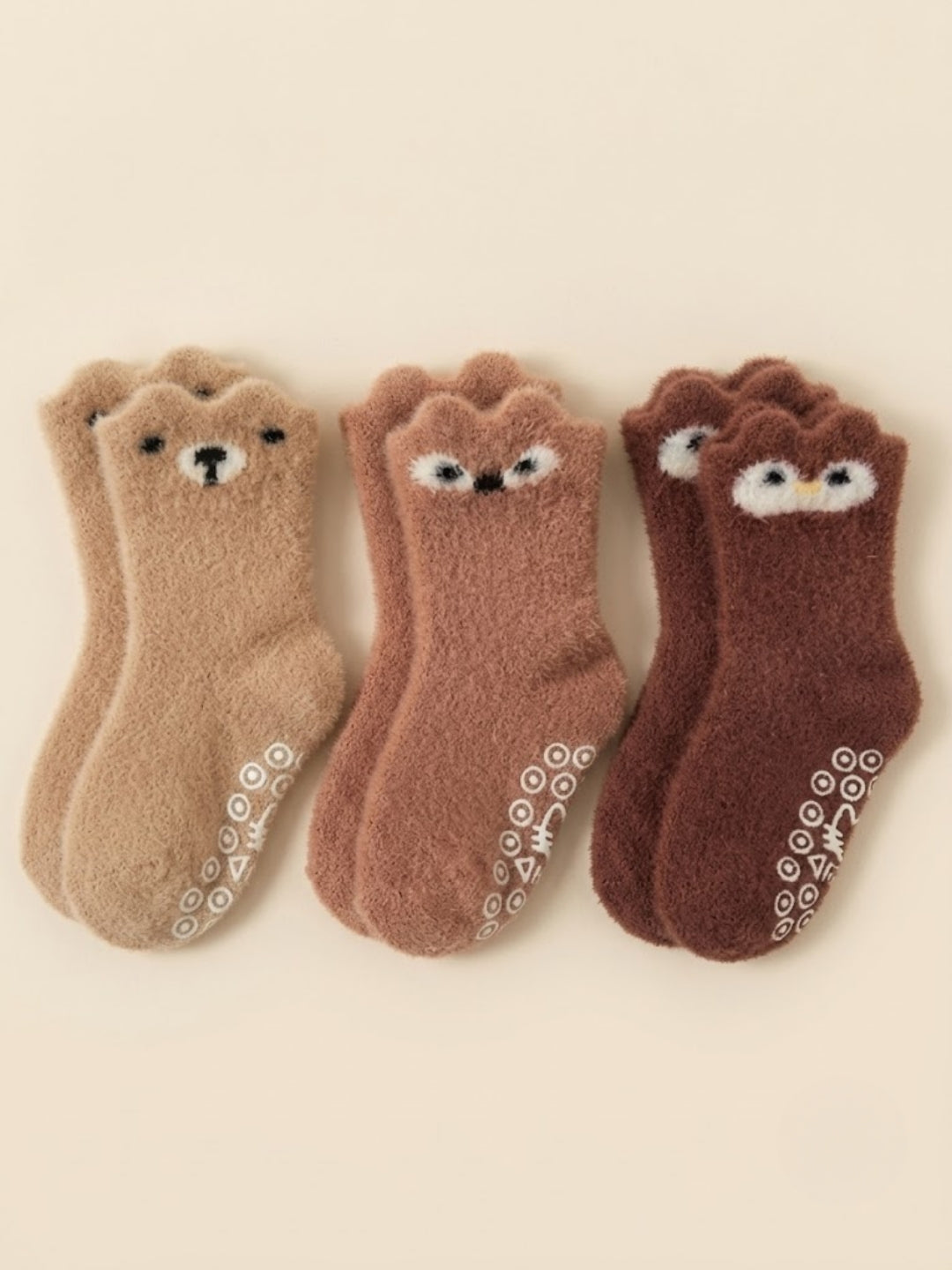 Cdeck Kids Winter Woolen Socks | Soft Fuzzy Rabbit Hair Wool Socks with Anti-Skid Sole | 0–4 Years | Pack of 3 | Multicolor