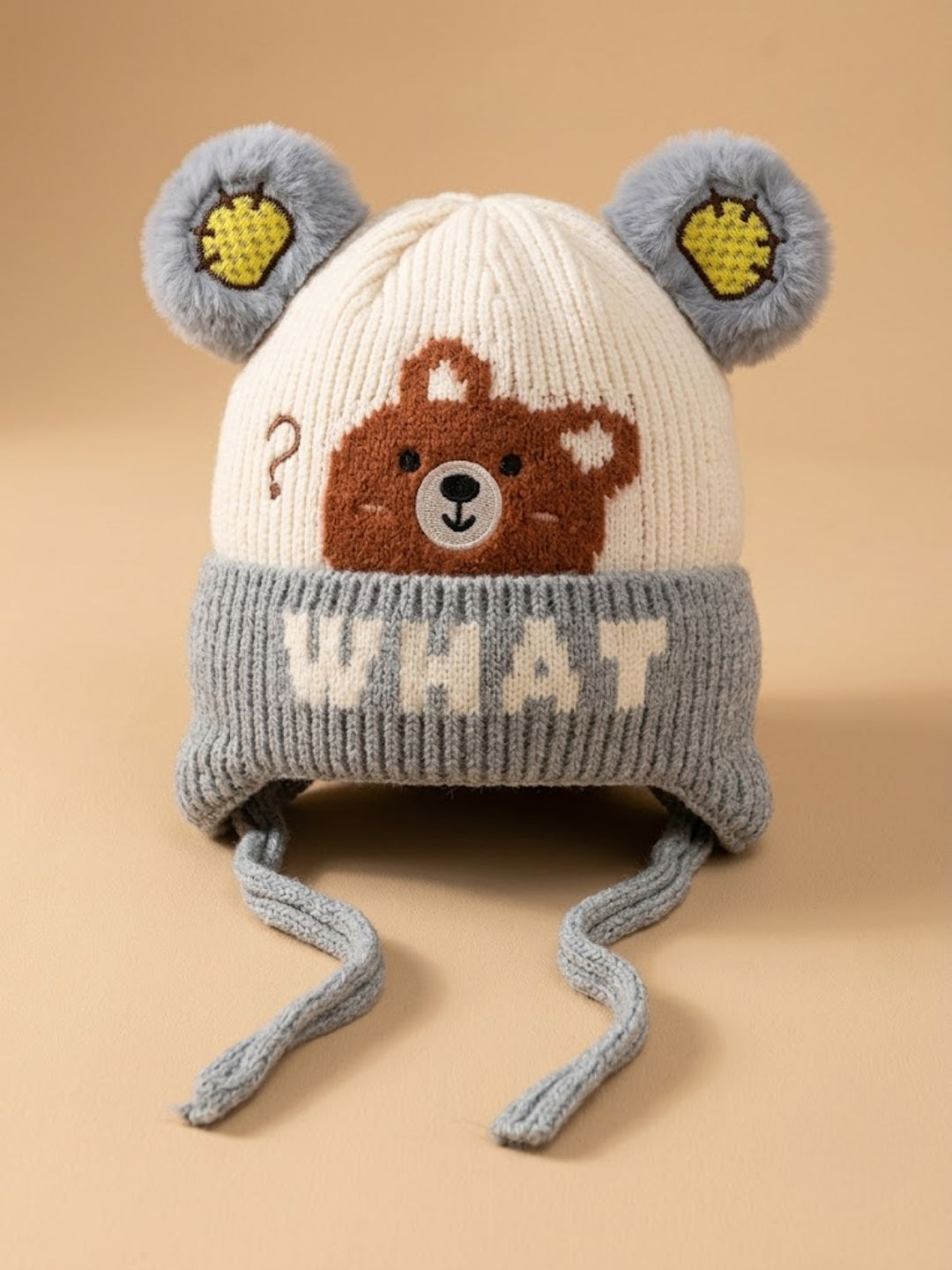 Cdeck Kids Woolen Winter Cap for Boys & Girls | Warm & Comfortable Winter Wear | 2–4 Years | Grey