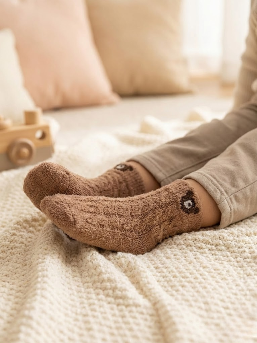 Cdeck Kids Fuzzy Socks | Soft Warm Winter Socks with Cute Bear Design | Cozy Plush Socks for Boys & Girls | Pack of 3