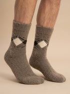 Cdeck Men’s Hair Wool Winter Socks | Soft, Warm & Comfortable | Brown Printed Design | Free Size