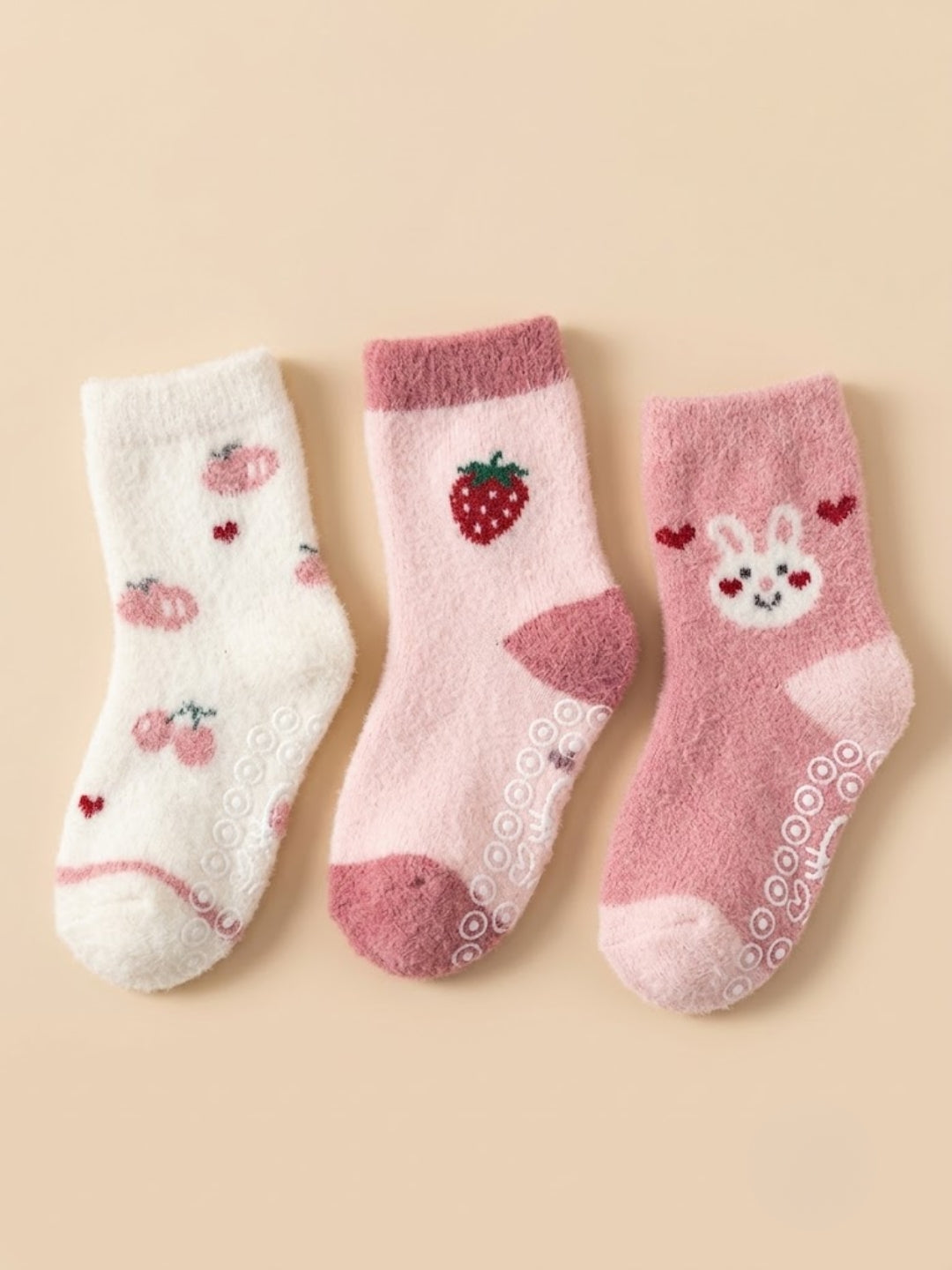 Cdeck Kids Premium Hair Wool Socks | Soft & Warm Winter Socks for Boys & Girls | 3 Pack | 0–4 Years | Pink & White