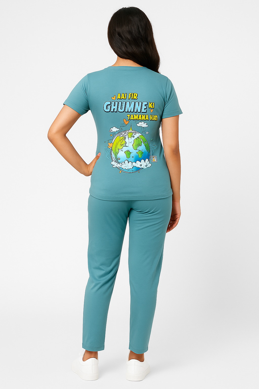 Cdeck Women’s Co-ord Set | Comfortable Printed T-Shirt & Track Pants Set | Stylish Casual Two-Piece Outfit for Women
