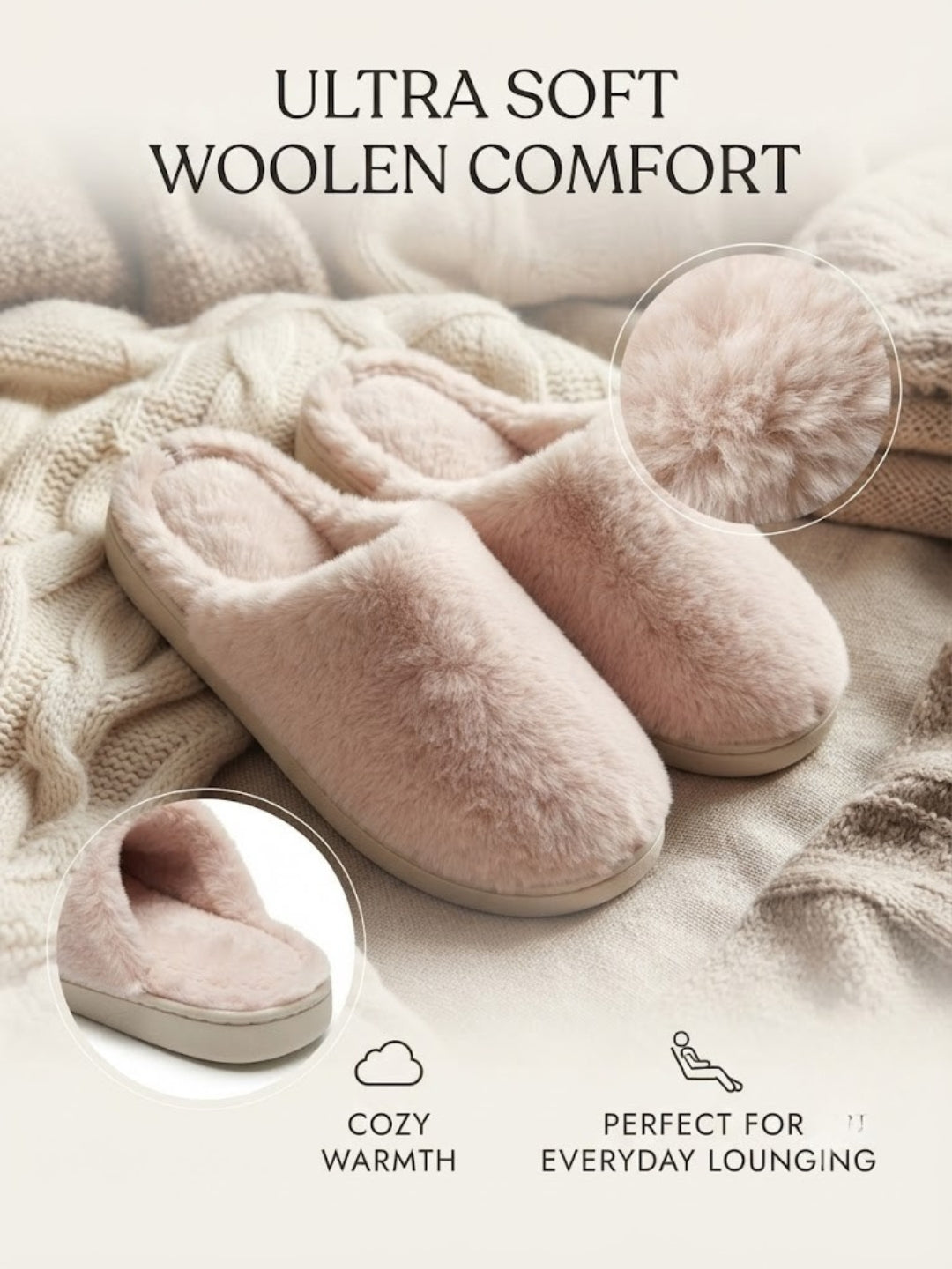 Cdeck Women’s Fuzzy Winter Slippers | Soft Plush  Slippers for Comfort & Warmth | Free Size | Pink