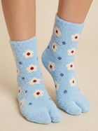 Cdeck Women Soft Fuzzy Winter Socks | Warm & Cozy Floral Pattern | Free Size | Light Blue