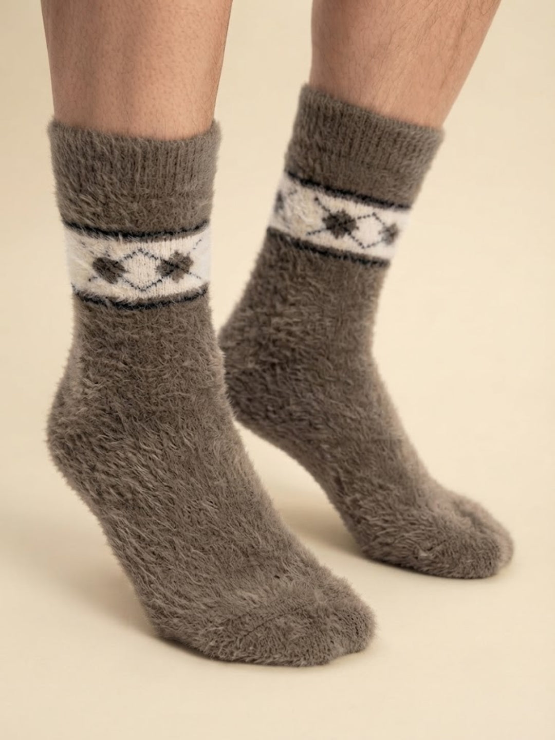 Cdeck Men’s Premium Hair Wool Winter Socks | Soft, Fuzzy, Warm & Comfortable Free Size | Brown