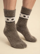 Cdeck Men’s Premium Hair Wool Winter Socks | Soft, Fuzzy, Warm & Comfortable Free Size | Brown