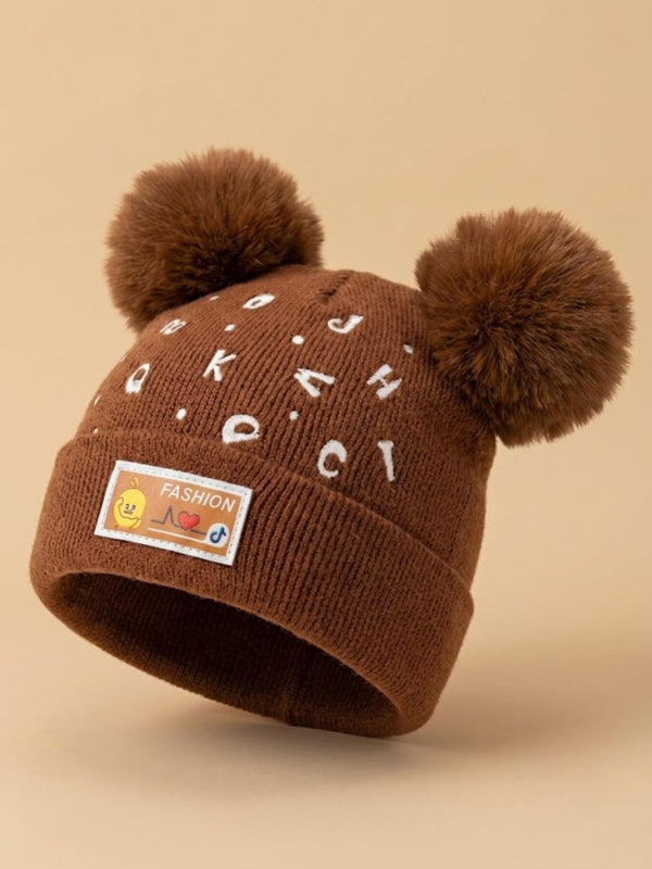Cdeck Kids Woolen Winter Cap with Double Pom Pom Design | Soft, Warm & Comfortable | 1–3 Years