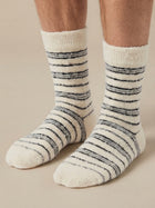 Cdeck Men’s Hair Wool Winter Socks | Single Pair | Soft, Warm, Fuzzy & Stretchable | Cream Striped