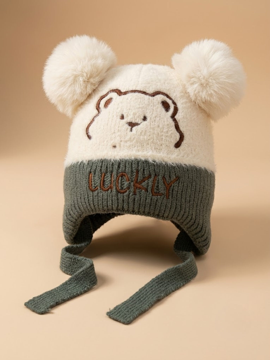 Cdeck Kids Woolen Winter Cap for Boys & Girls | Warm & Comfortable Winter Wear | 2–4 Years | Cream
