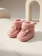 Cdeck Baby Wool Booties | Soft Warm Fleece Baby Shoes | Cute Pink Booties for Babies 3–9 Months